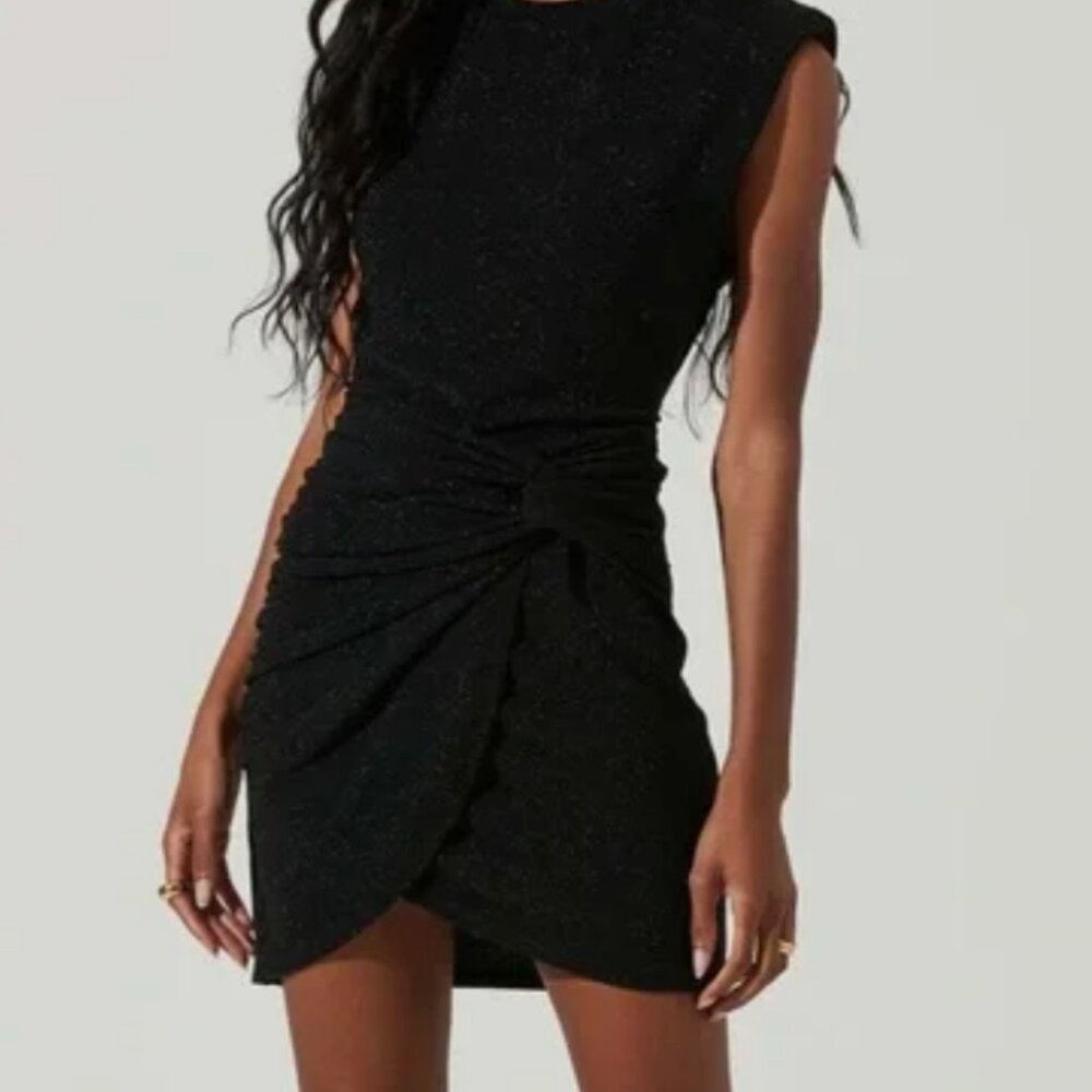 NWT!! ASTR the Label Lunette Metallic Ruched Mini Dress Sz L